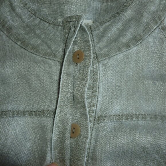 Eileen Fisher Chambray 100% Linen Dove Gray Button Front Jacket Large EUC - Picture 8 of 8